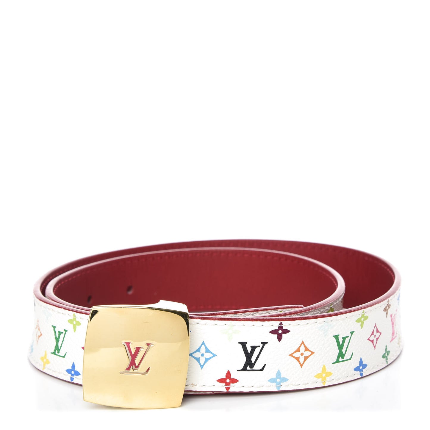 Monogram Multicolor LV Cut Reversible Belt 80 32 White Grenade