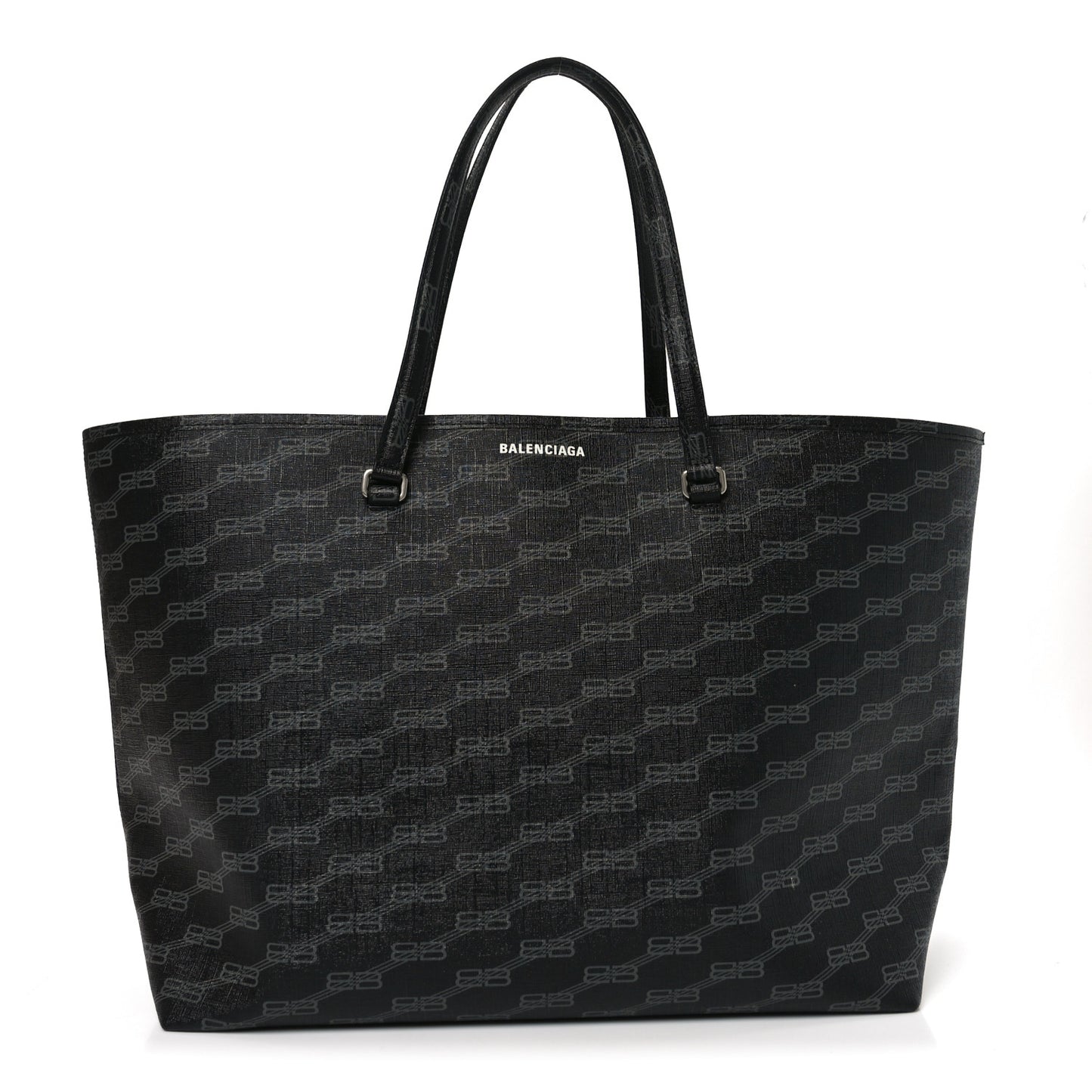 Coated Canvas BB Monogram Large Signature East West Shopper Bag Black Grey