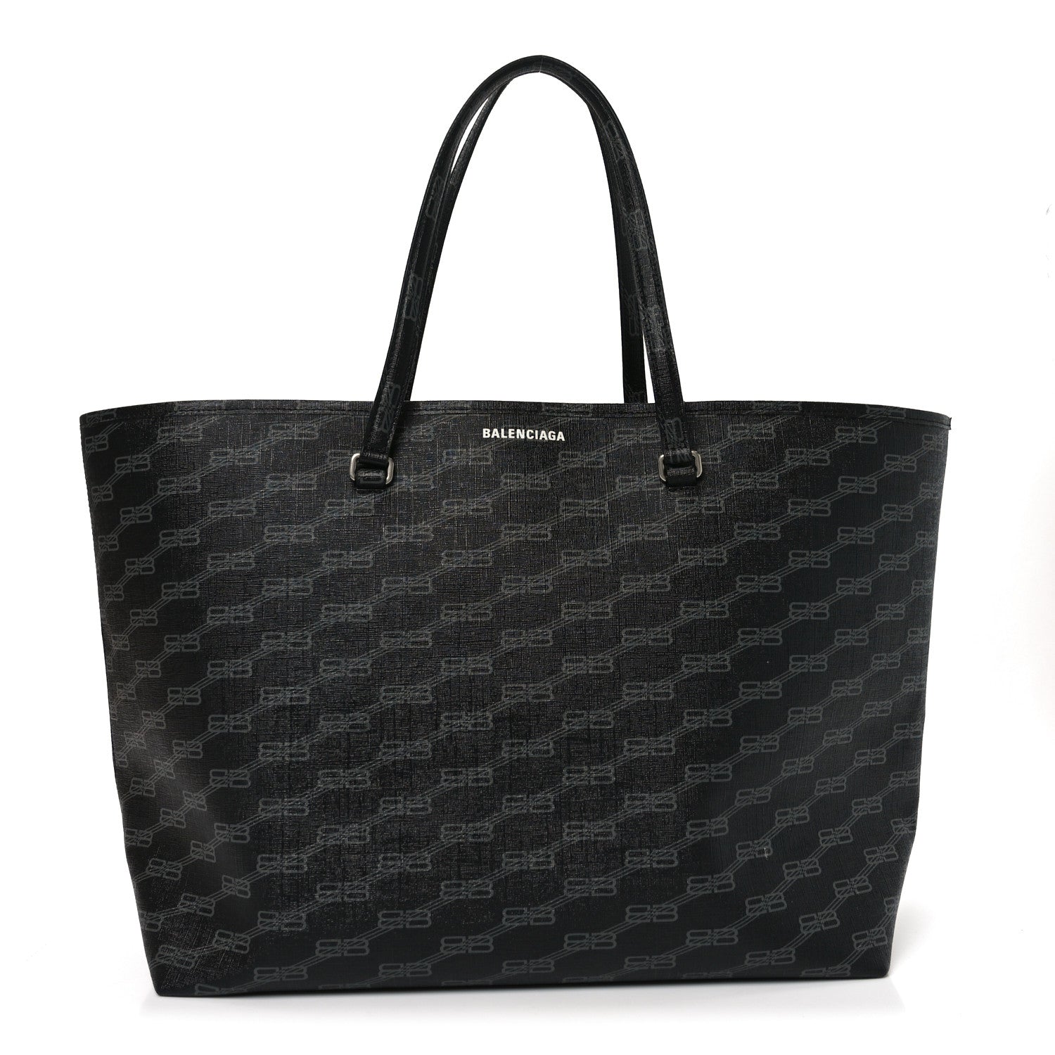 Balenciaga Coated Canvas BB Monogram Large Signature East West Shopper Bag Black Grey 1 of 10
