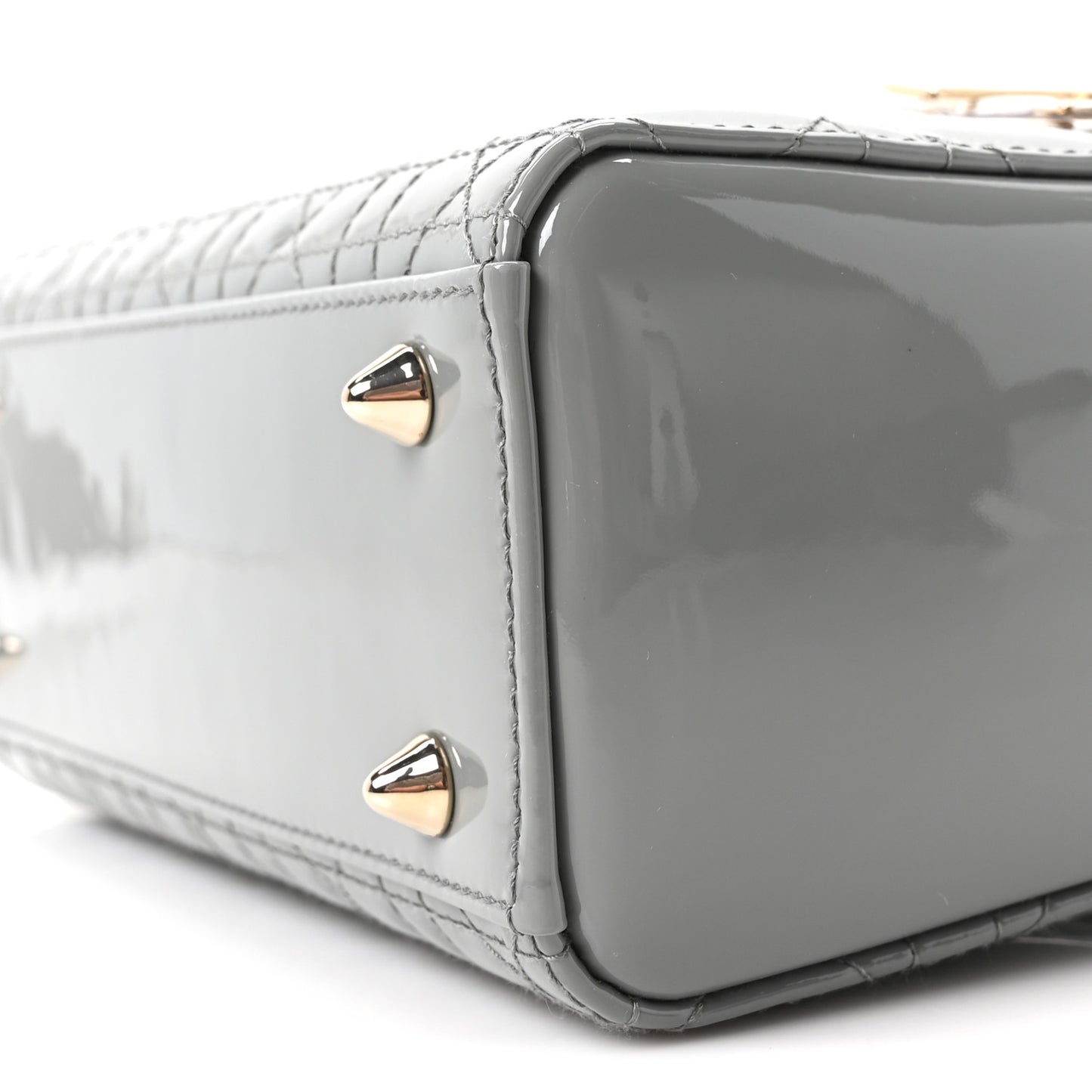 Patent Cannage Small Lady Dior Grey