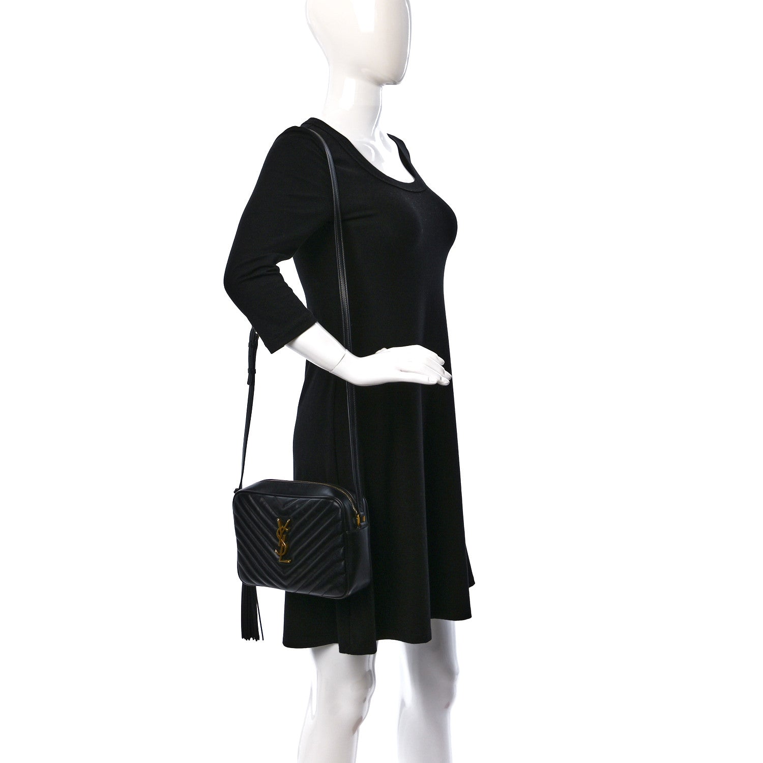 Saint Laurent Calfskin Matelasse Monogram Lou Camera Bag Black 2 of 8
