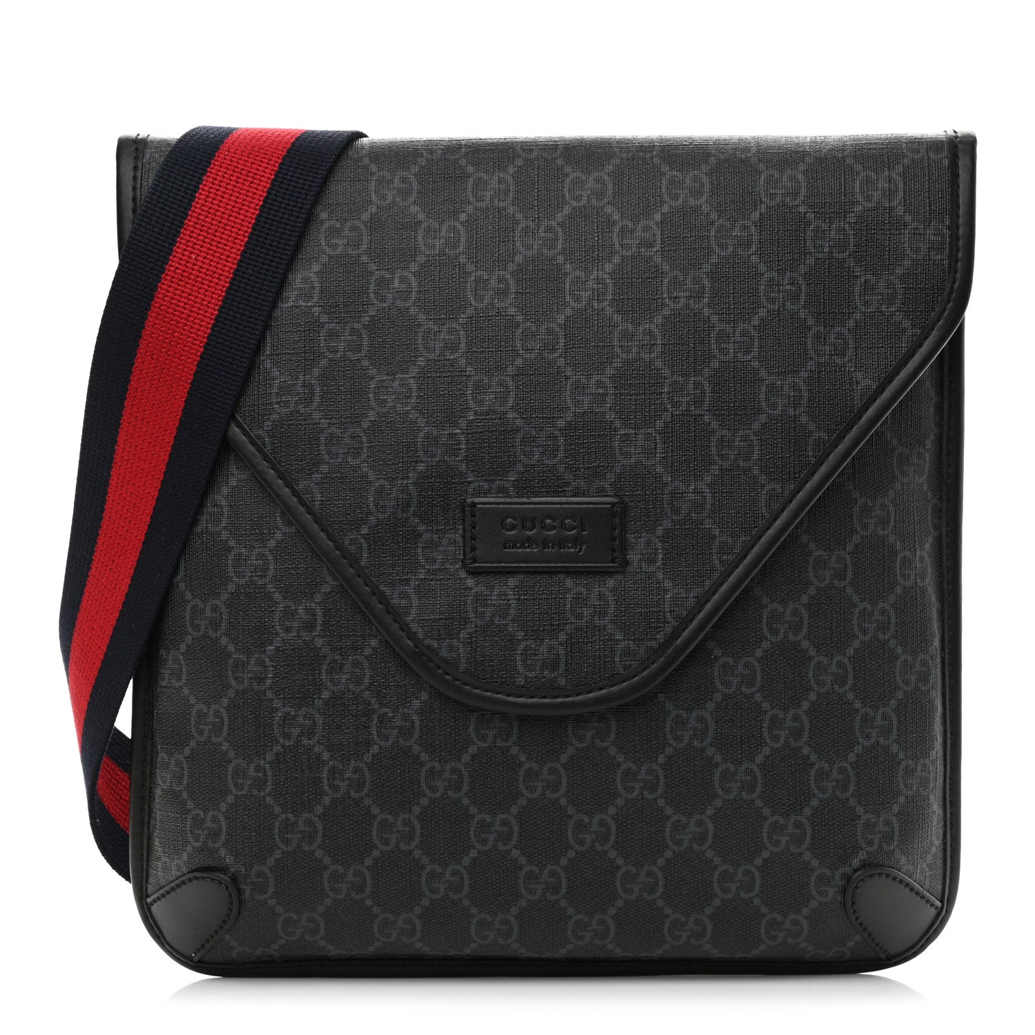 Gucci GG Supreme Monogram Web Medium Messenger Bag Black Grey 1 of 11