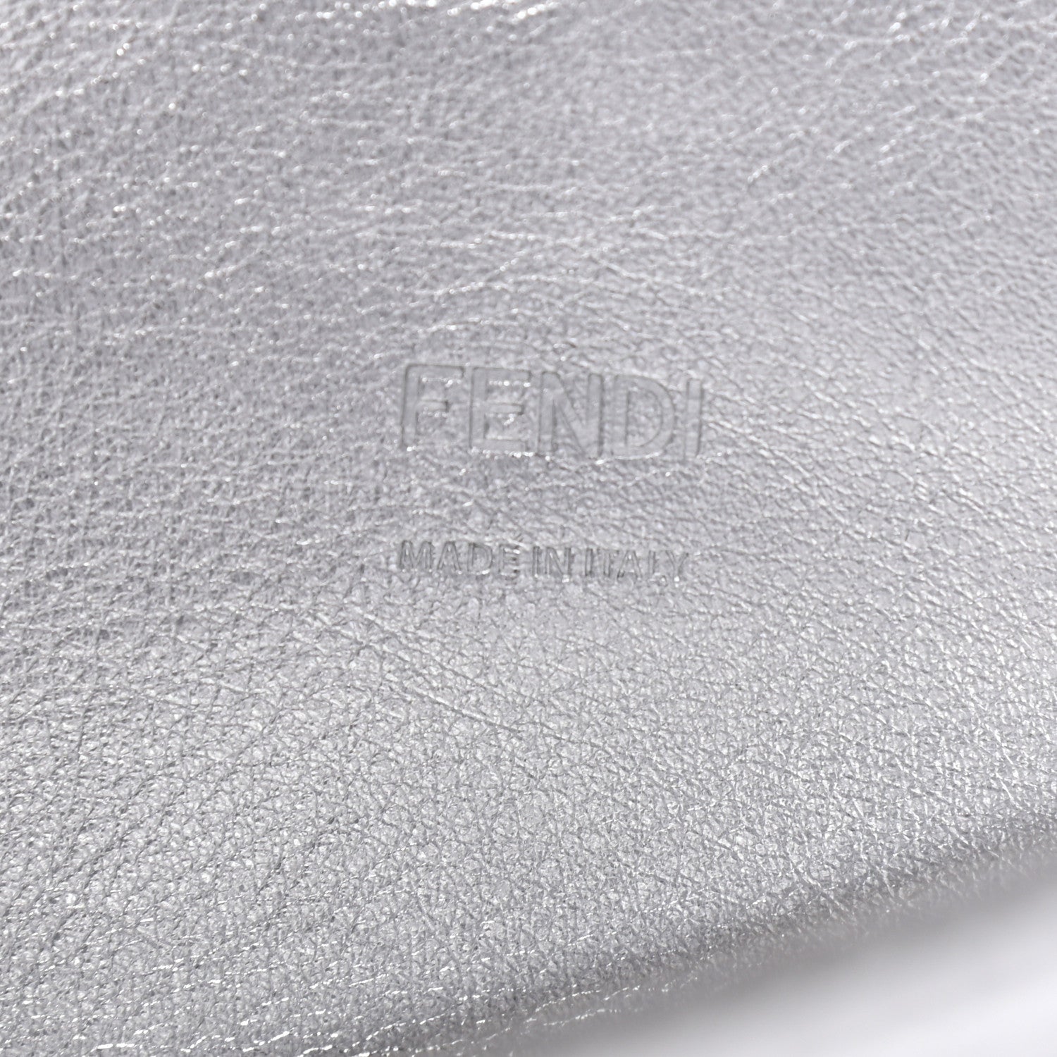 Fendi PVC Vitello Catalan Mirror Sequin FF Baguette Argento 4 of 5