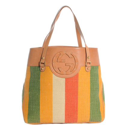 Gucci Canvas Striped Studded Blondie Tote Multicolor 1 of 7