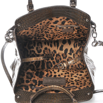 Dolce & Gabbana Patent Crocodile Embossed Miss Pocket Satchel Brown 6 of 8