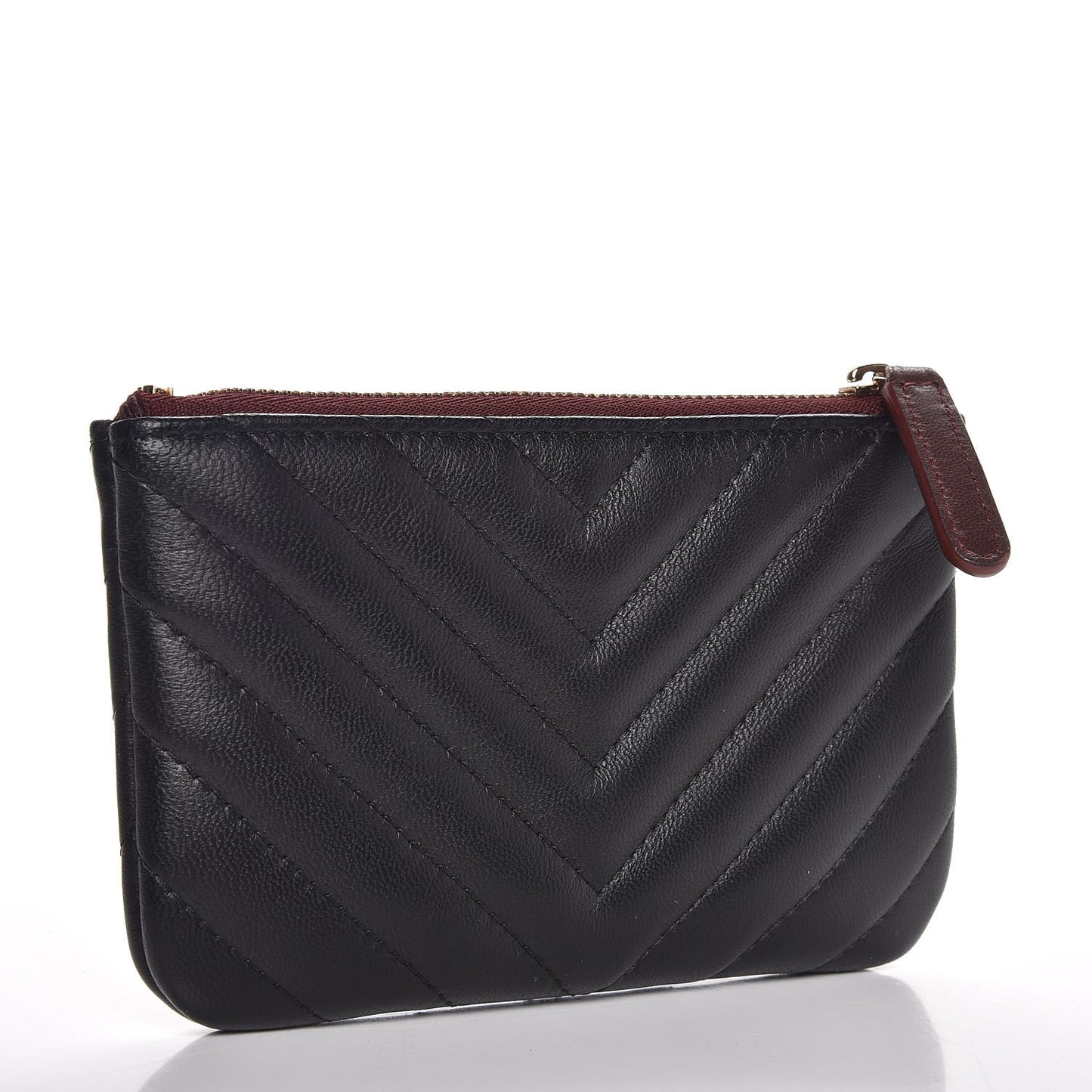 Lambskin Chevron Quilted Small Cosmetic Case Black