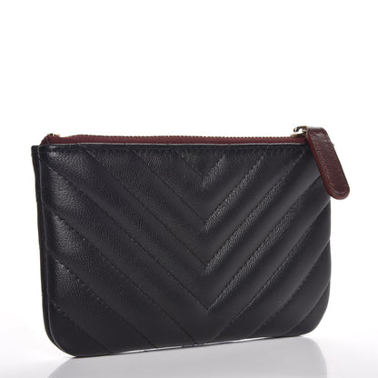 Chanel Lambskin Chevron Quilted Small Cosmetic Case Black 3 of 8