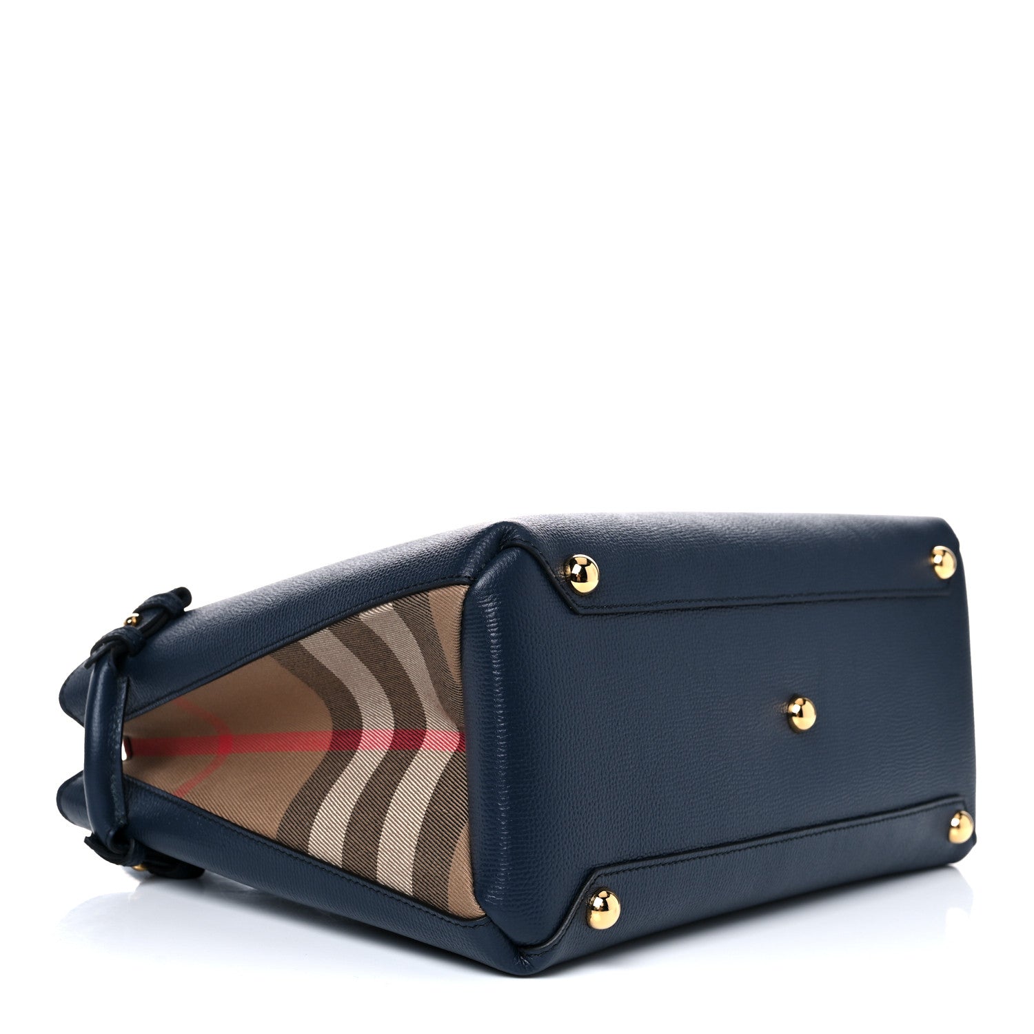 Burberry Derby Calfskin House Check Medium Banner Tote Ink Blue 4 of 10