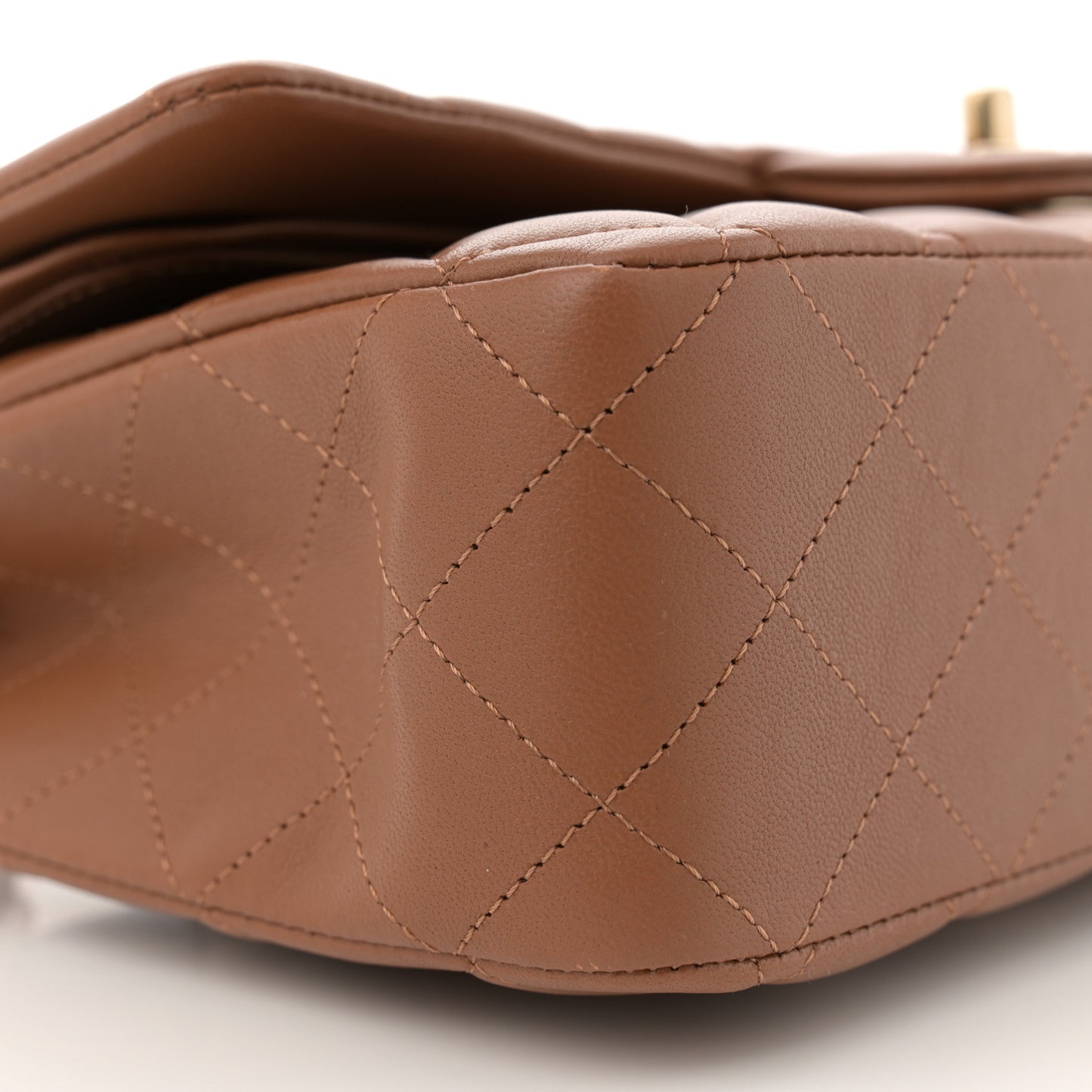 Lambskin Quilted Medium Double Flap Brown
