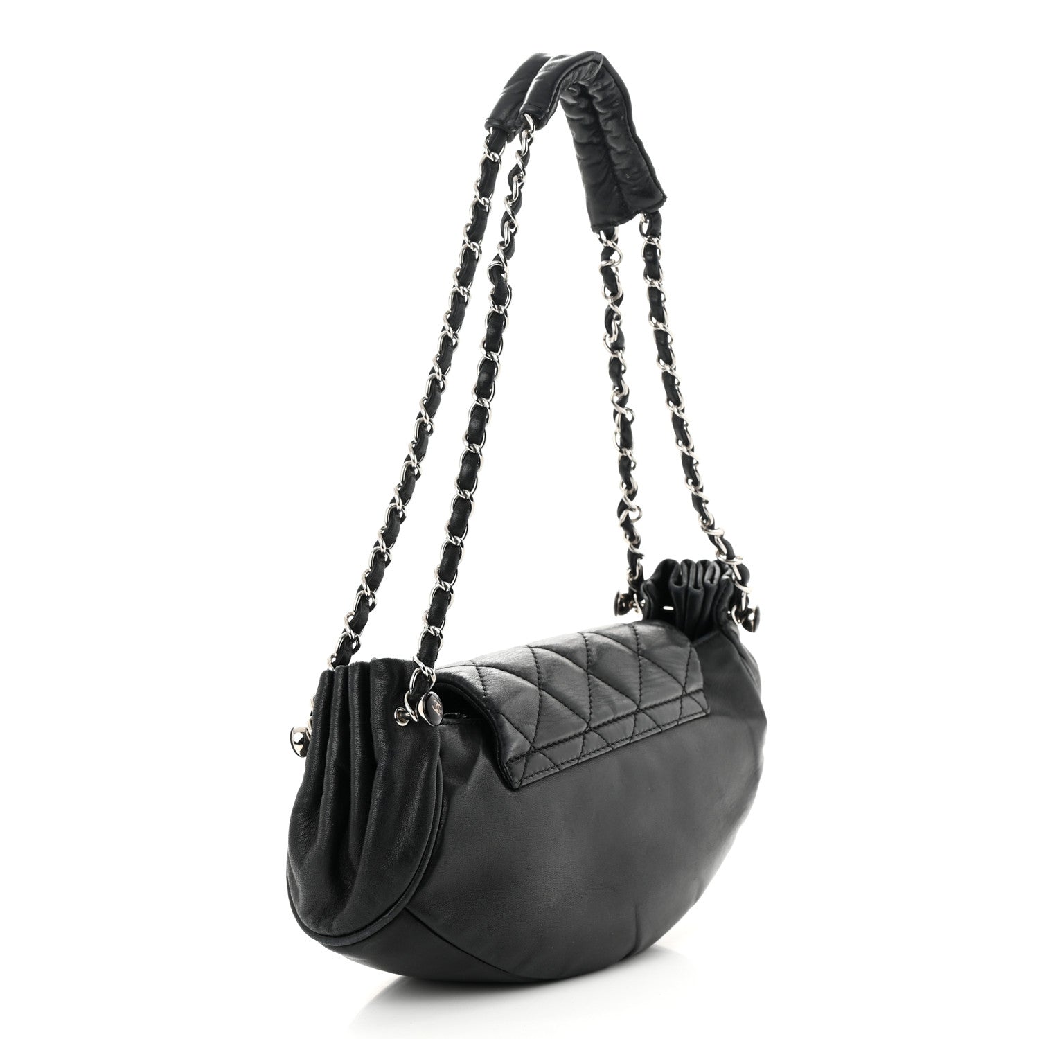 Chanel Lambskin Quilted CC Accordion Shoulder Bag Black 3 of 12