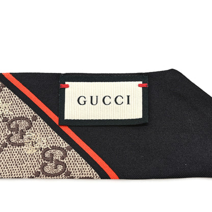 Gucci Silk Twill GG Monogram GG Bee Neck Bow Scarf Black Red 3 of 3