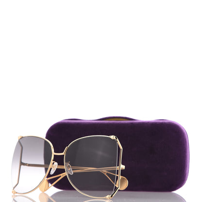 Gucci Oversized Round Sunglasses GG0252S Gold Grey 7 of 8