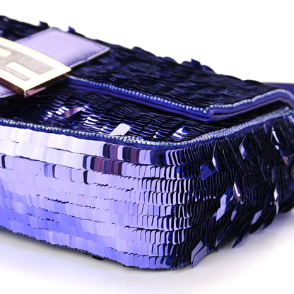 Fendi Sequin Paillettes Shiny Nappa Sex and the City Baguette Viola Purple Rain 6 of 9