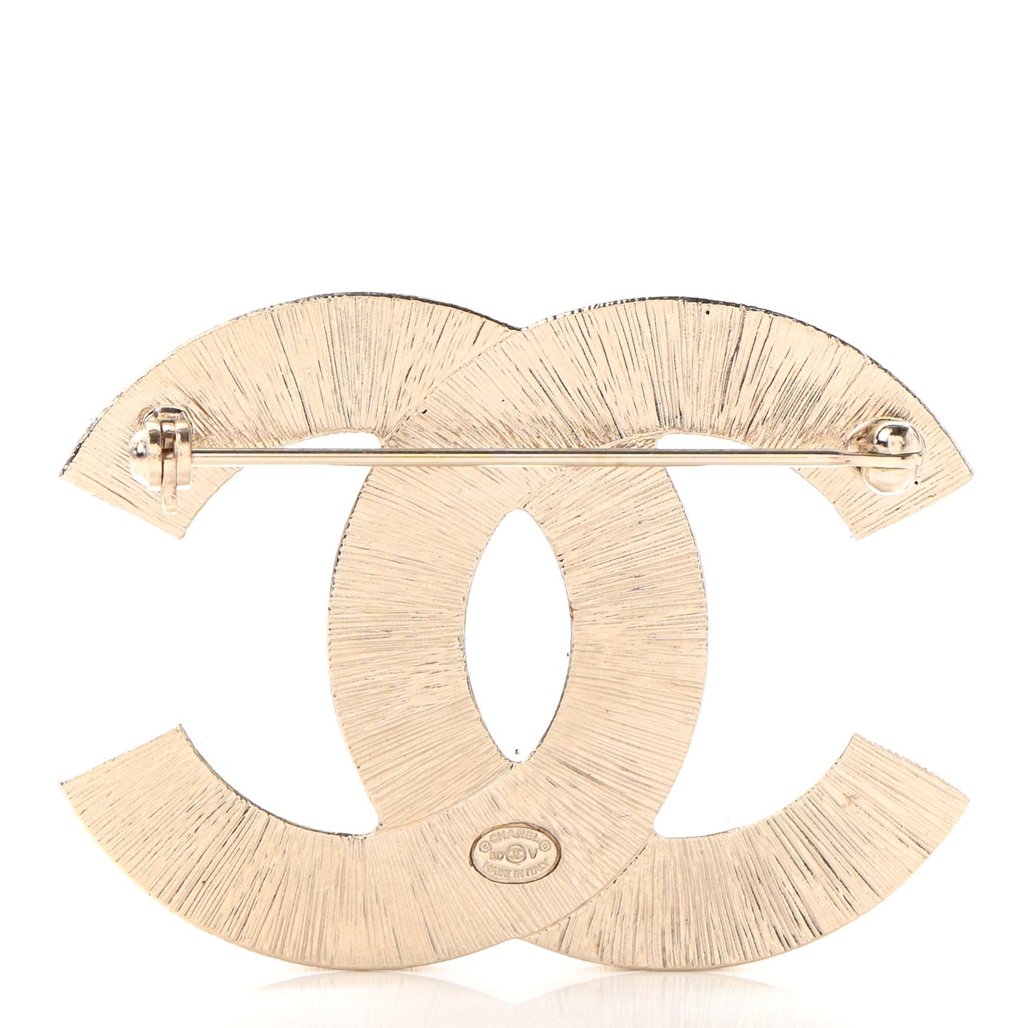 Metal Quilted CC Brooch Silver Gold