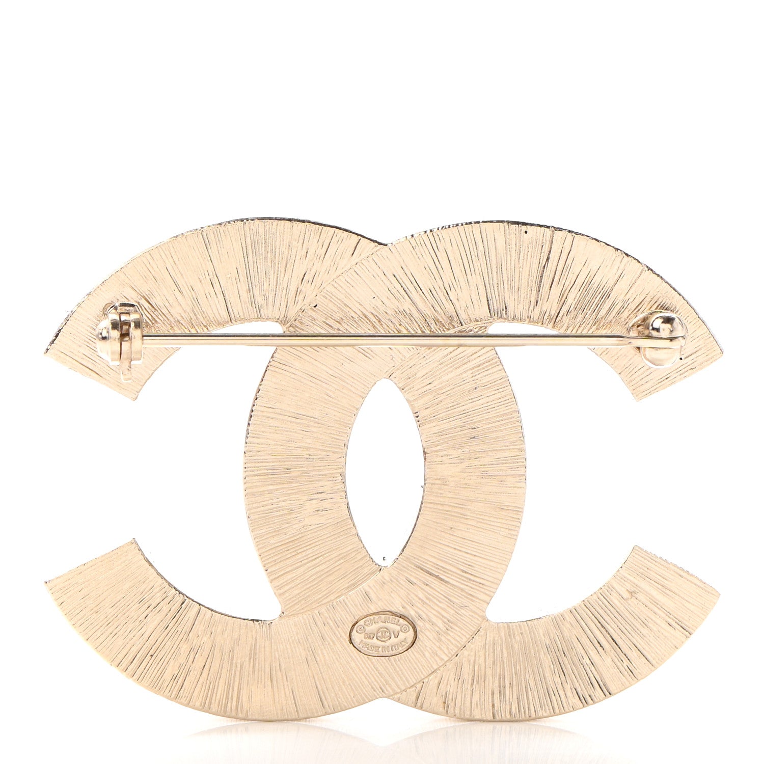 Chanel Metal Quilted CC Brooch Silver Gold 3 of 5