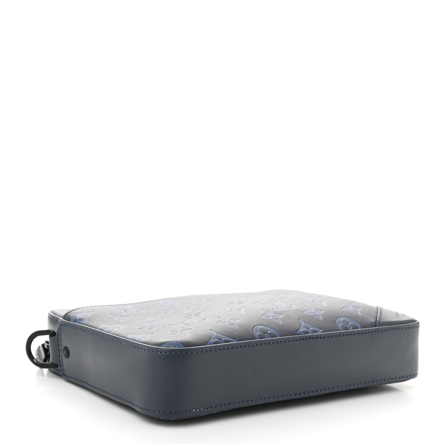 Calfskin Monogram Shadow Trio Messenger Navy River Blue