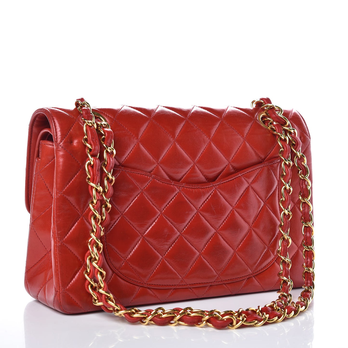 Lambskin Quilted Small Double Flap Red