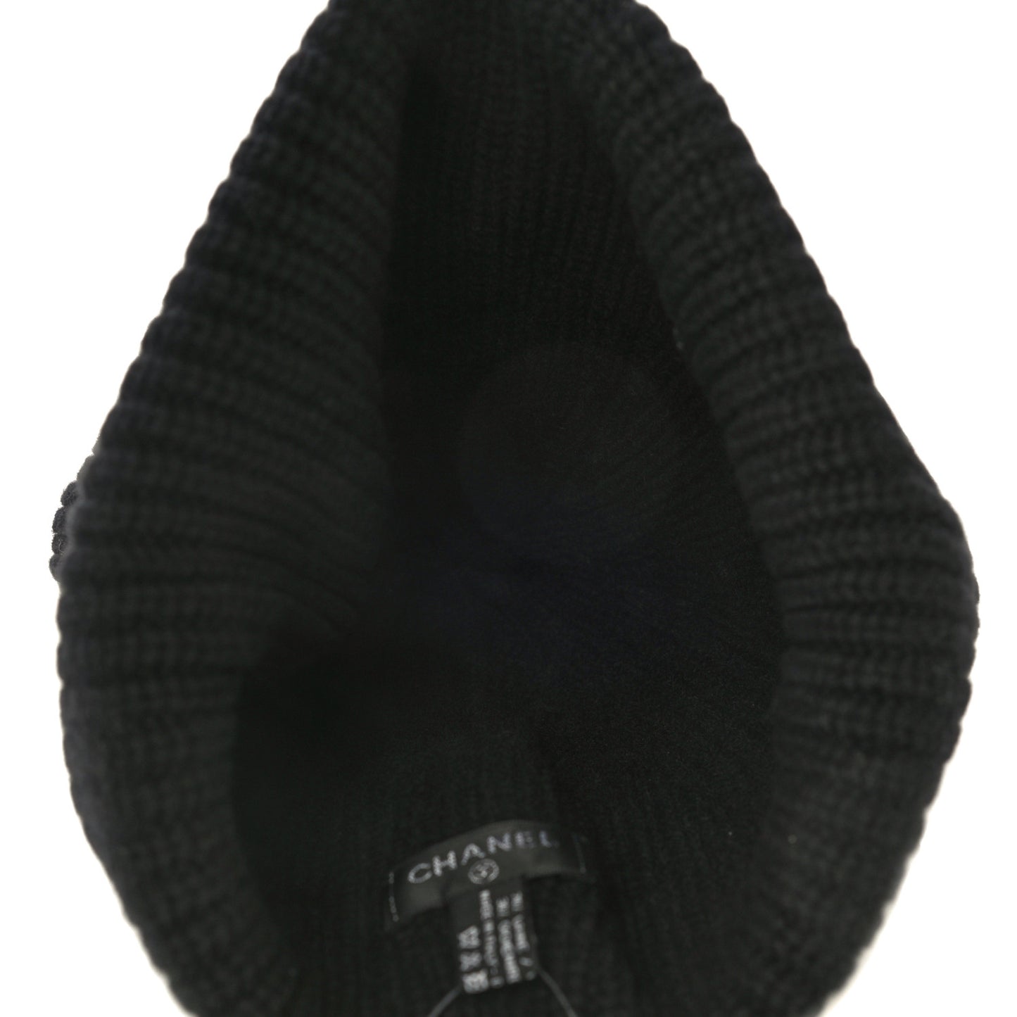 Wool Cashmere CC Beanie Hat Light Black White