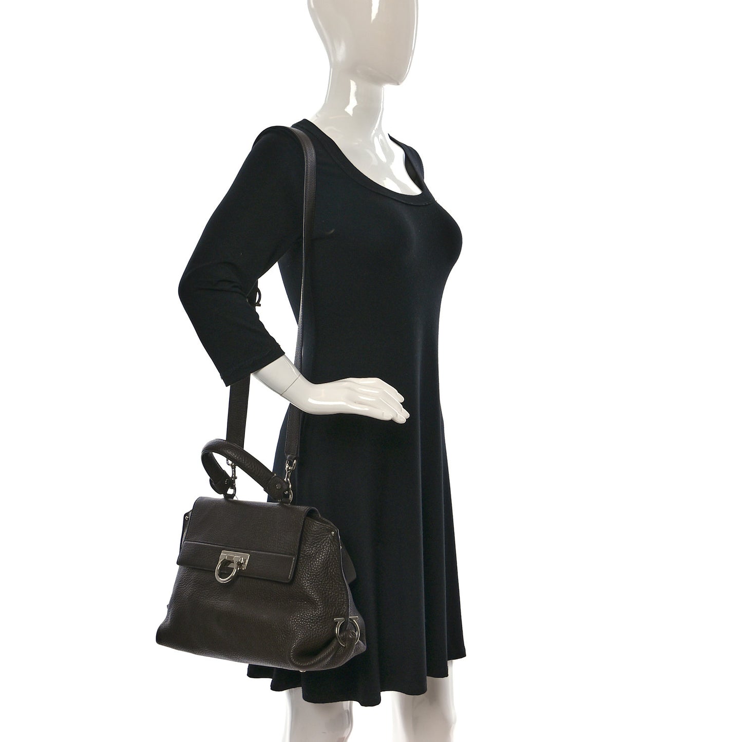 Grained Calfskin Sofia Satchel Brown