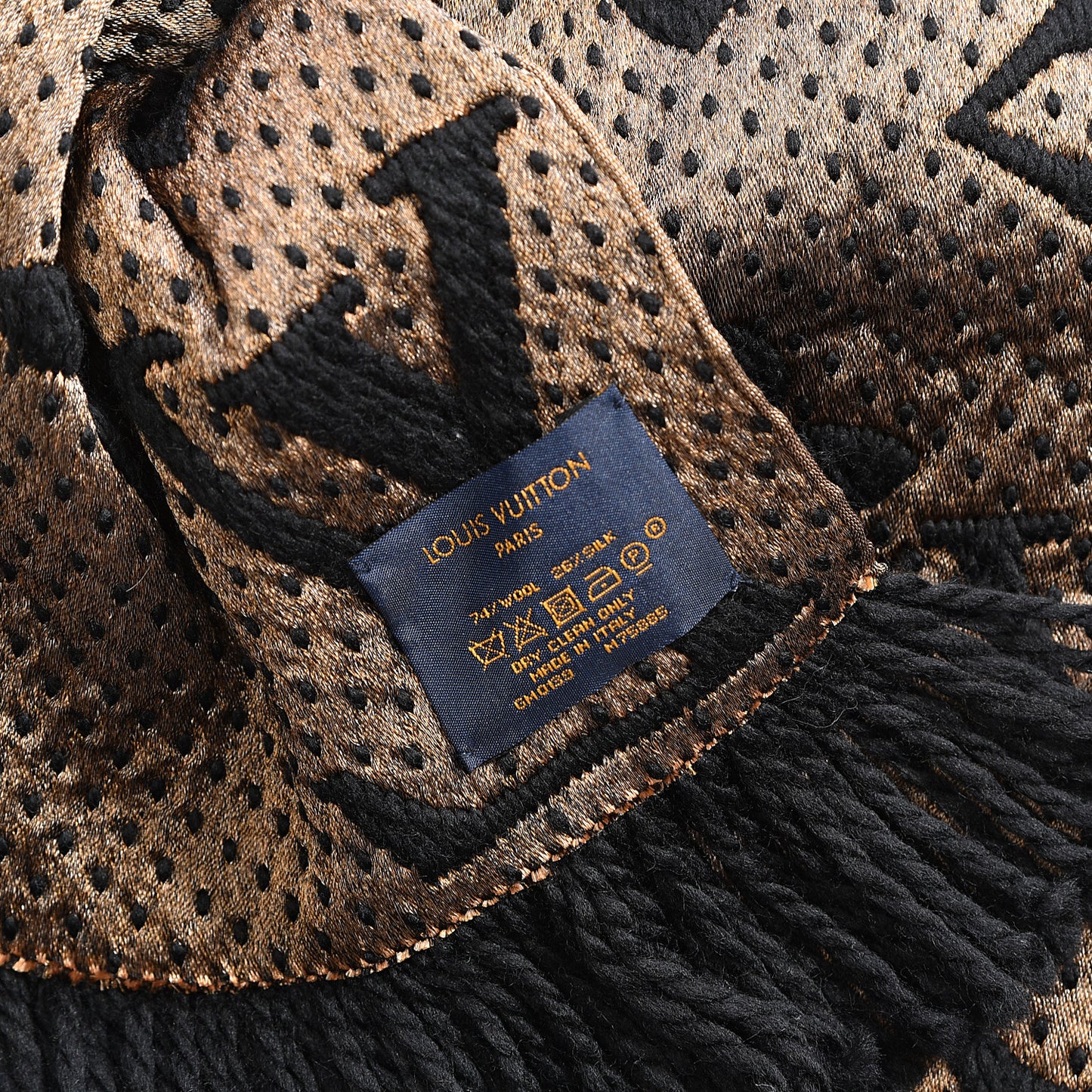 Wool Silk Monogram Giant Jungle Logomania Shine Scarf Black