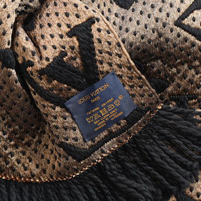 Louis Vuitton Wool Silk Monogram Giant Jungle Logomania Shine Scarf Black 3 of 3