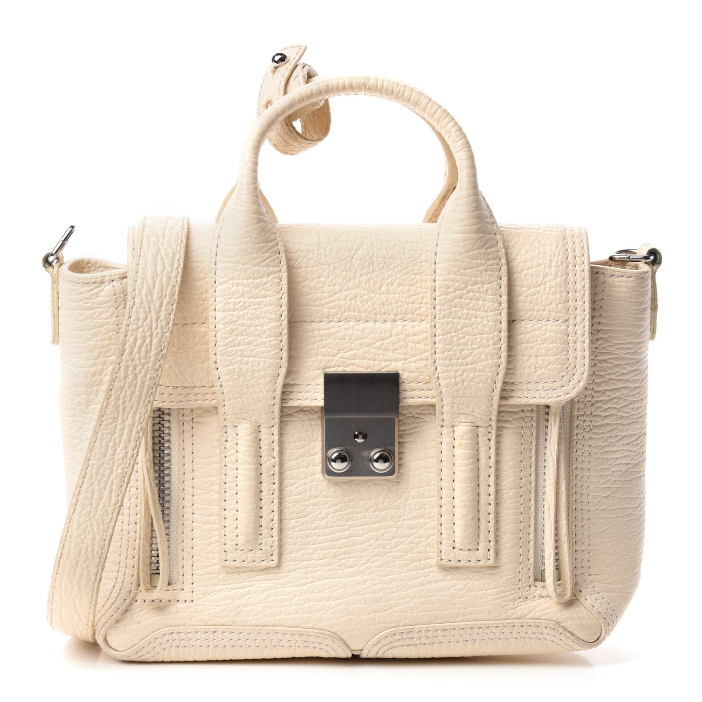 Textured Calfskin Mini Pashli Satchel Milk