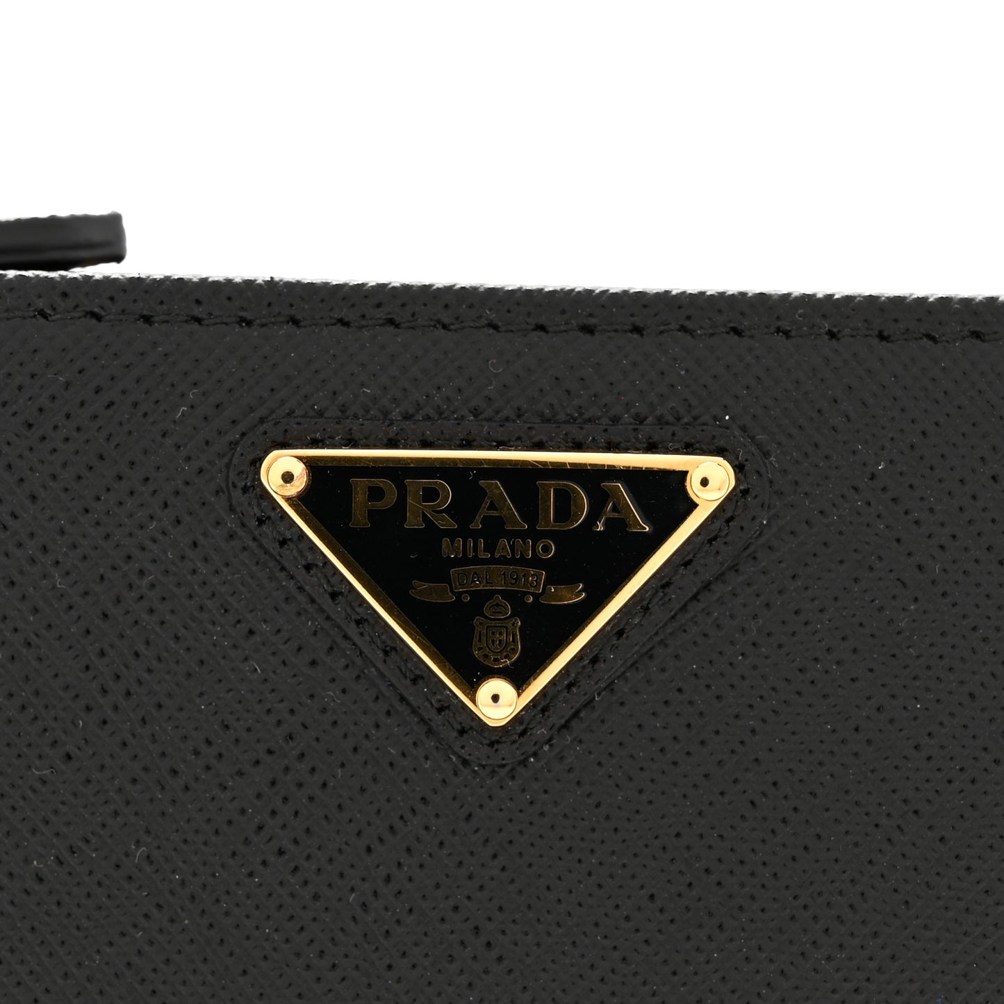 Saffiano Triangle Continental Zip Wallet Black