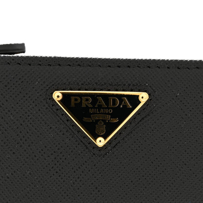 Prada Saffiano Triangle Continental Zip Wallet Black 8 of 8