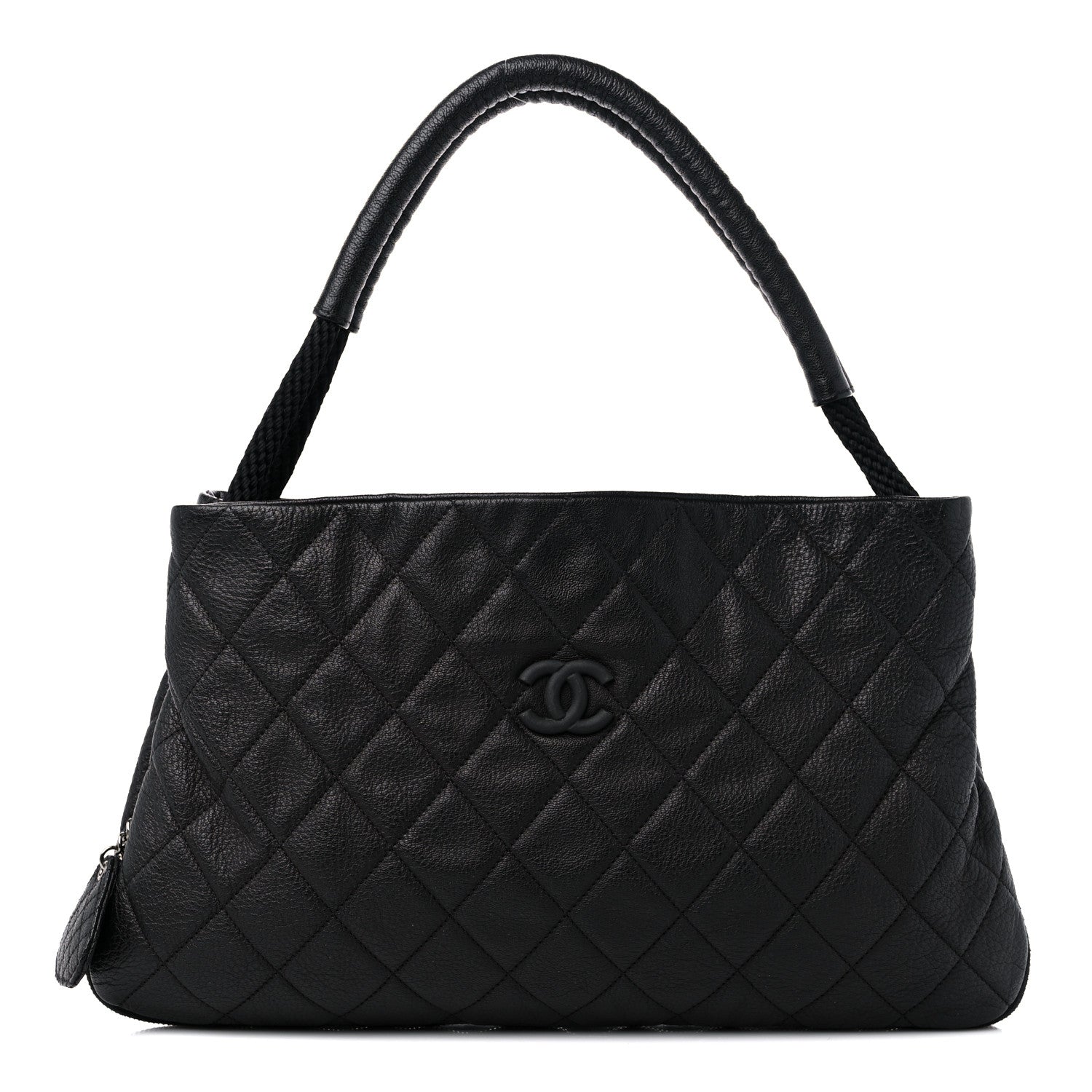 Chanel Calfskin Quilted Expandable Zip Shoulder Bag Black 1 of 12