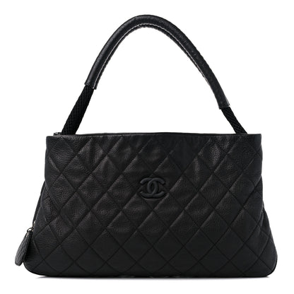 Chanel Calfskin Quilted Expandable Zip Shoulder Bag Black 1 of 12