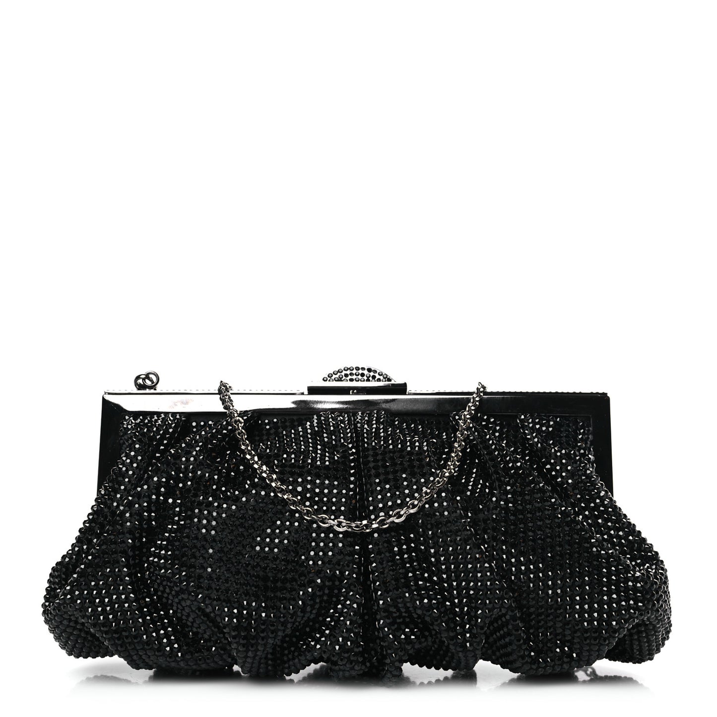 Satin Swarovski Crystal Natalie Clutch Black