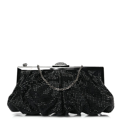 Judith Leiber Satin Swarovski Crystal Natalie Clutch Black 1 of 9