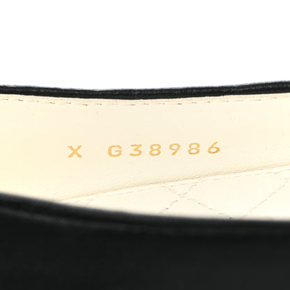 Chanel Lambskin Patent Calfskin Cap Toe Ankle Chain Ballerina Flats 37 Black 7 of 9