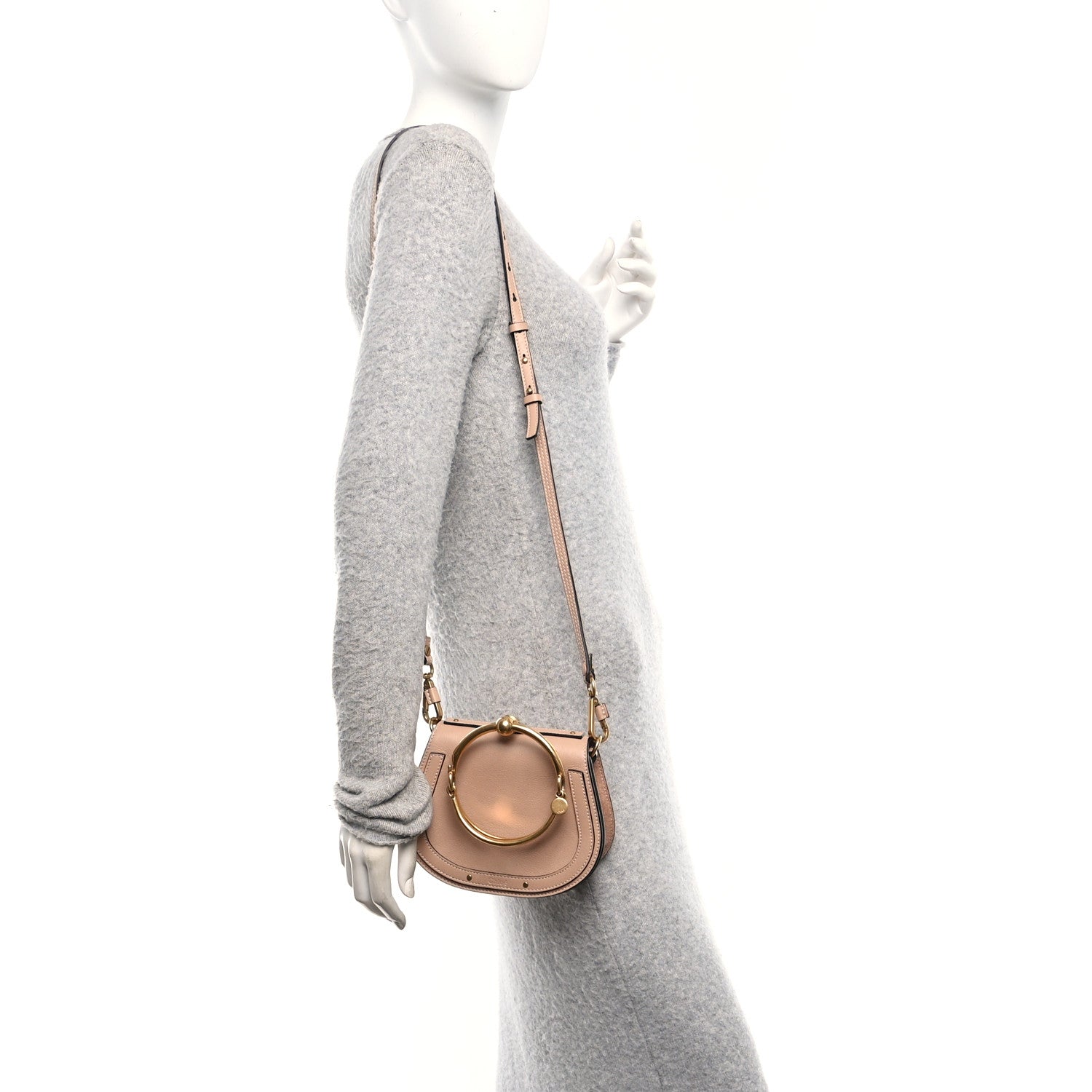 Chloe Calfskin Suede Small Nile Bracelet Bag Biscotti Beige 2 of 10