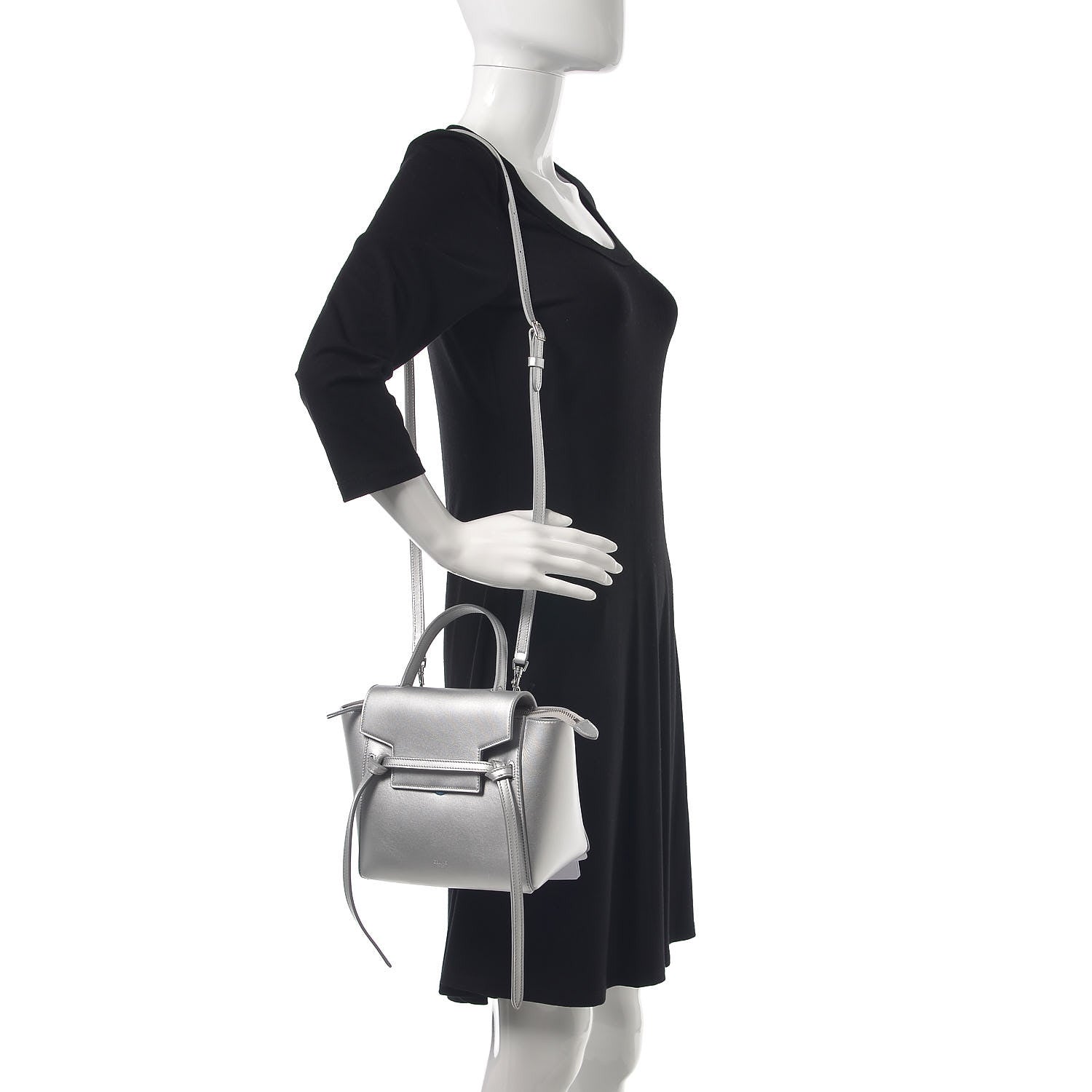 Celine Laminated Calfskin Nano Belt Bag Silver 2 of 7