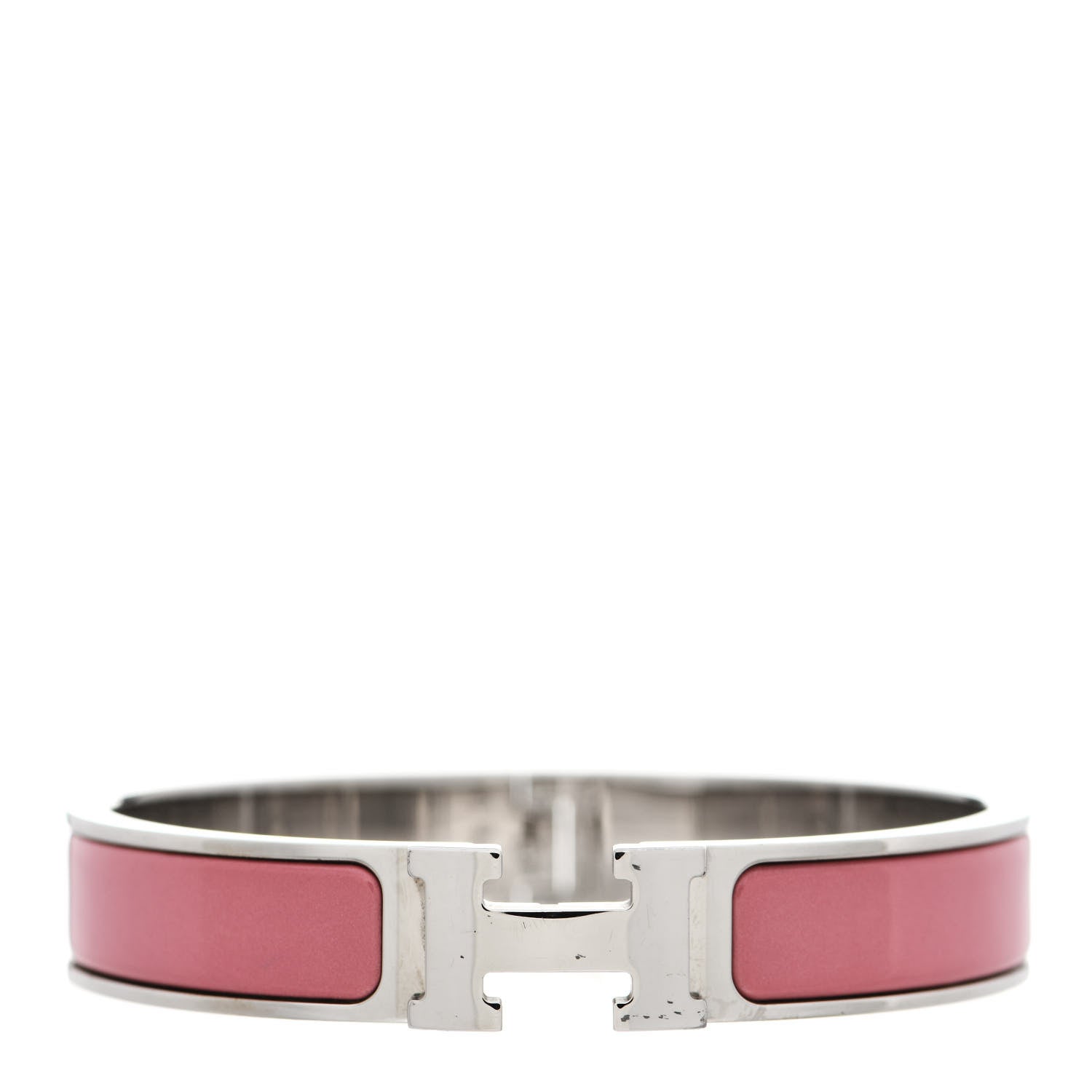 Hermes Enamel Narrow Clic Clac H Bracelet GM Rose Velours 1 of 6
