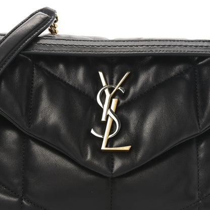Saint Laurent Lambskin Quilted Tri-Metal Small Loulou Puffer Monogram Chain Satchel  Black 8 of 10