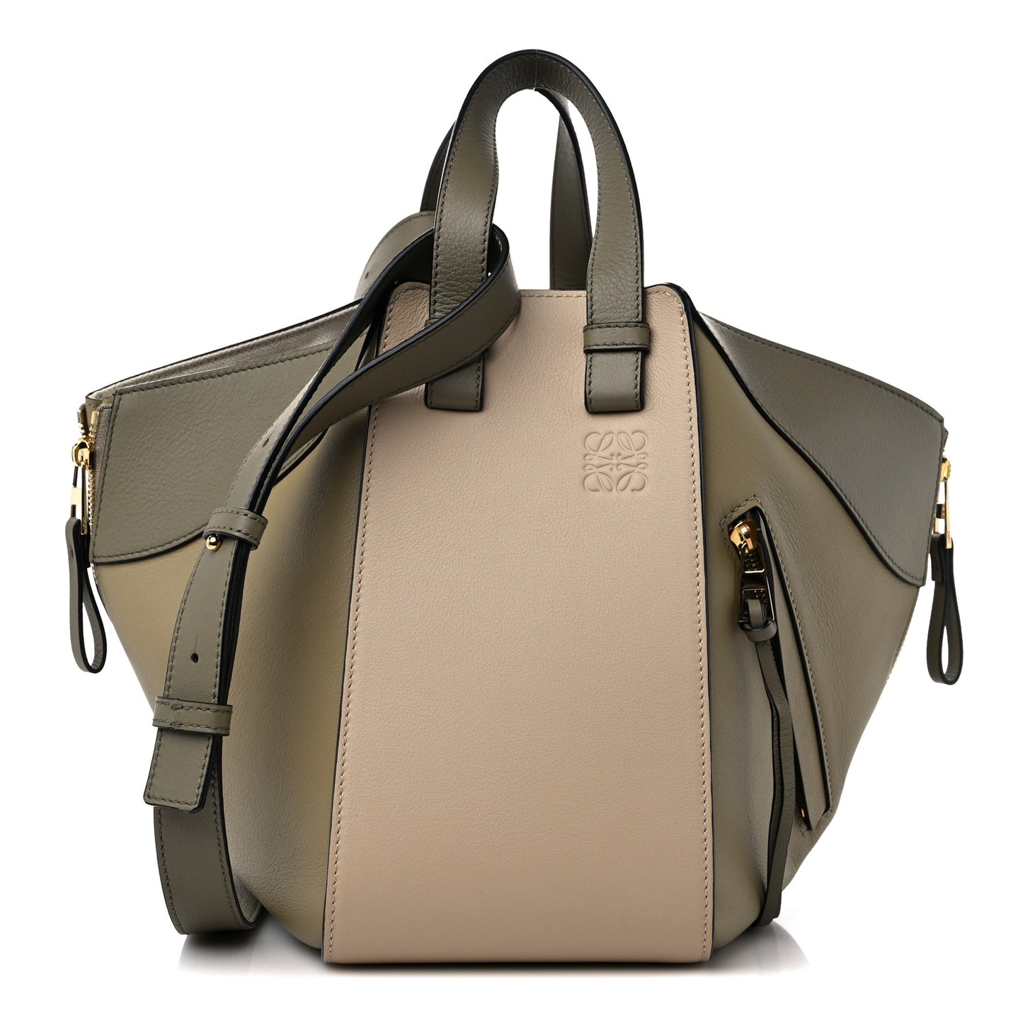 Calfskin Small Hammock Shoulder Bag Clay Green Dusty Beige