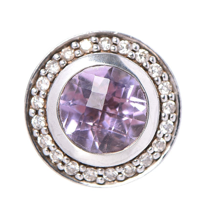 David Yurman Sterling Silver Amethyst Diamond 8mm Cerise Earrings 4 of 5