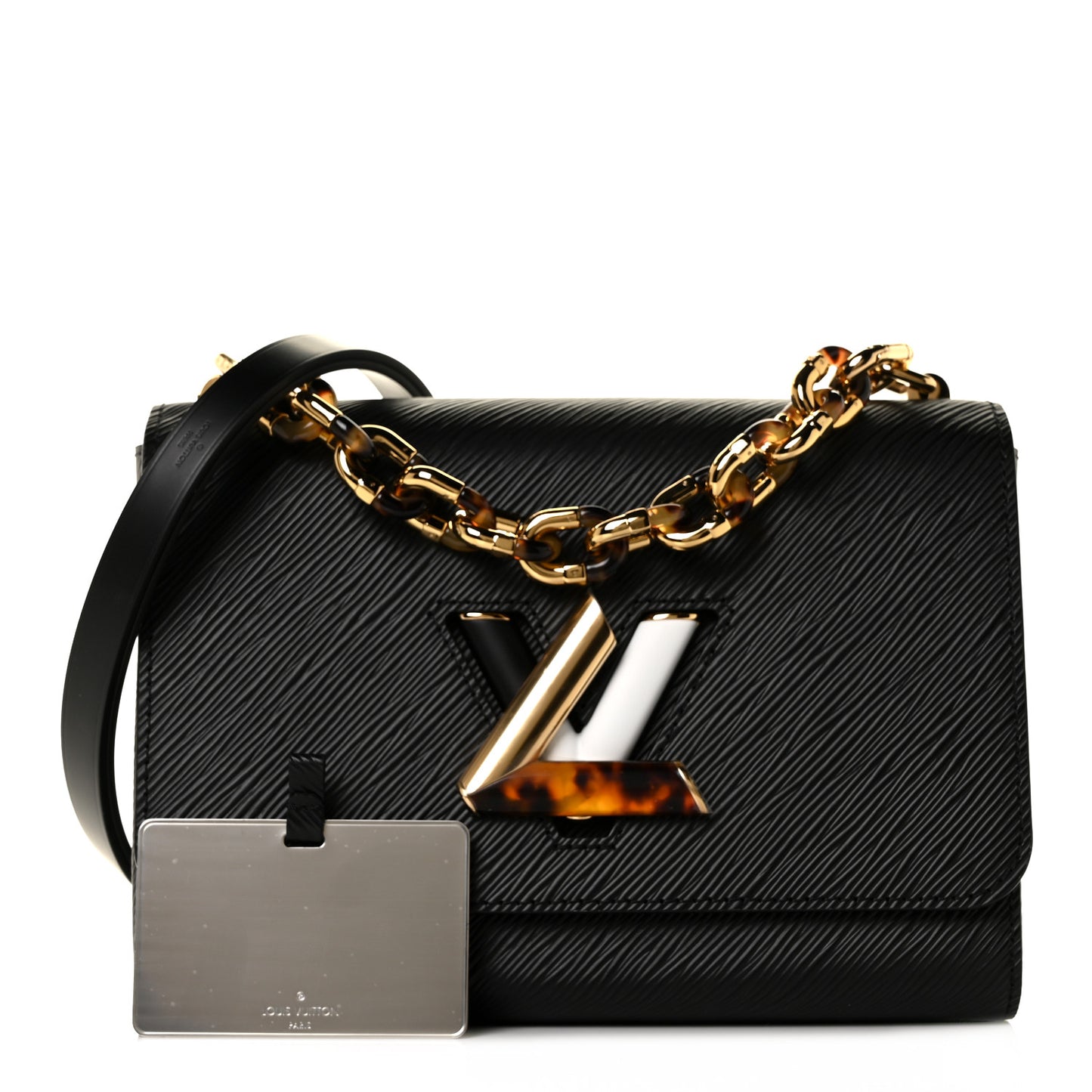 Epi Tortoiseshell Twist Shoulder Bag MM Black