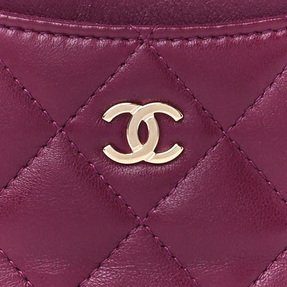 Chanel Lambskin Quilted Zip Card Holder Wallet Burgundy 8 of 11