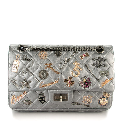 Chanel Metallic Calfskin Quilted Lucky Charms 2.55 Reissue 225 Flap Dark Silver 1 of 8