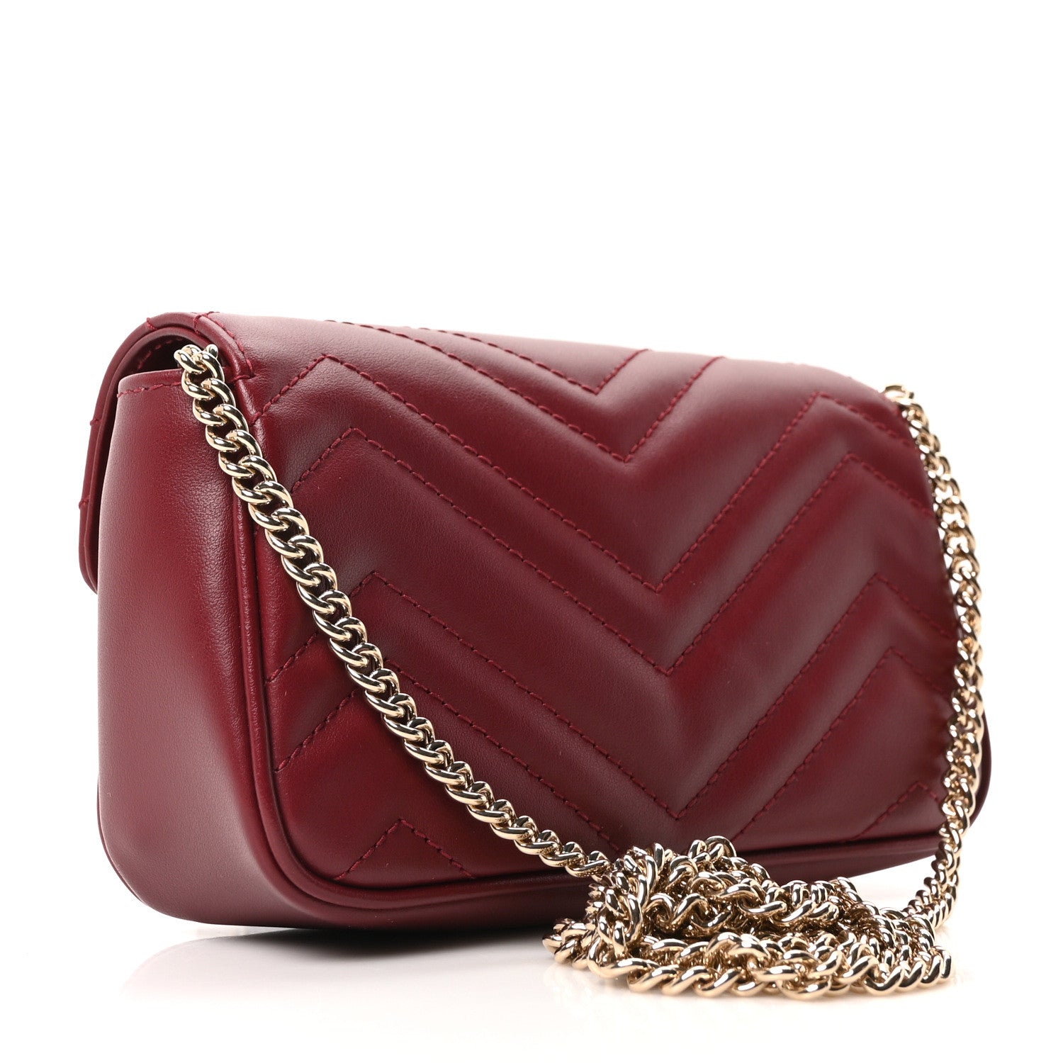 Gucci Calfskin Matelasse Super Mini GG Marmont Shoulder Bag Rosso Ancora 3 of 10