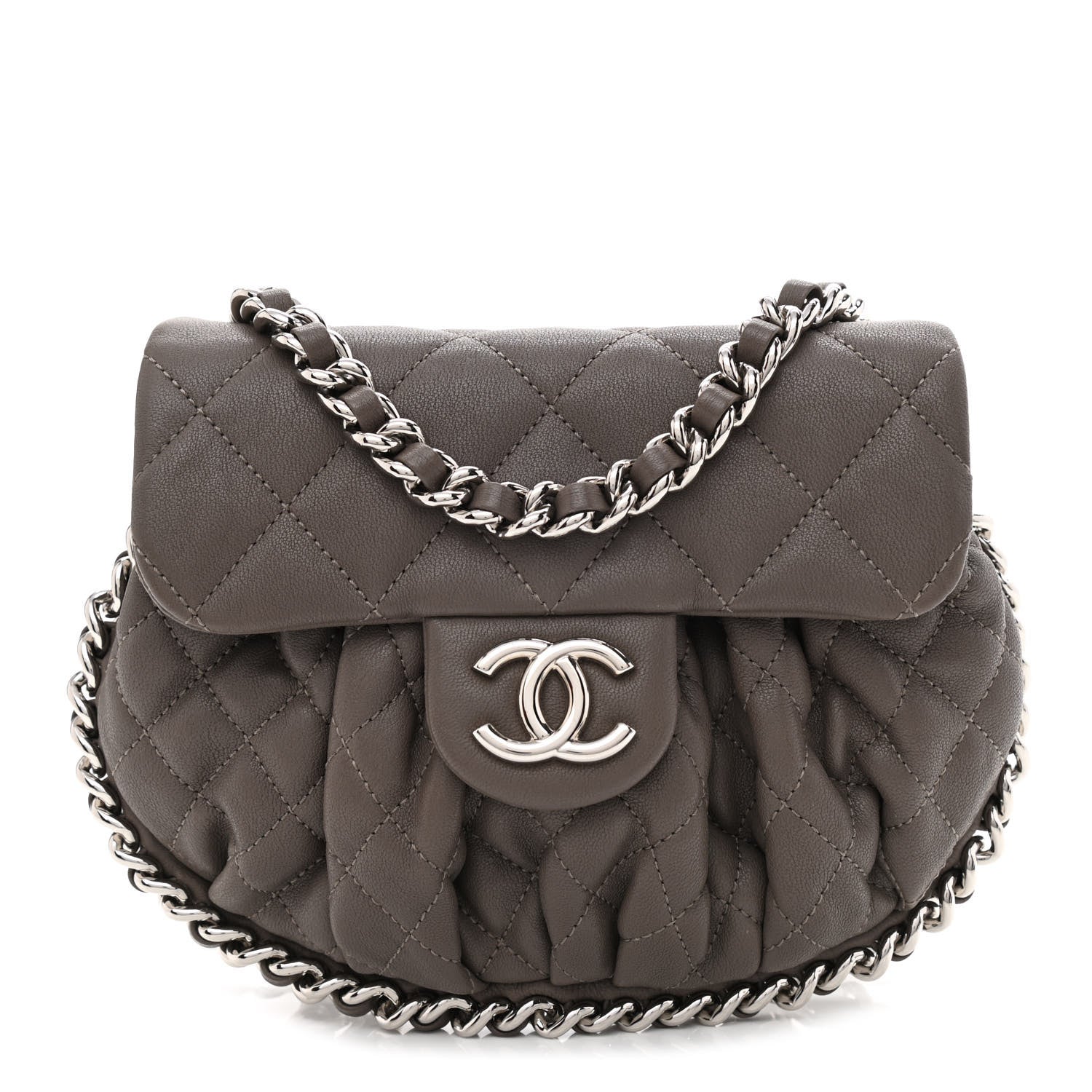 Chanel Washed Lambskin Quilted Mini Chain Around Flap Taupe 1 of 11