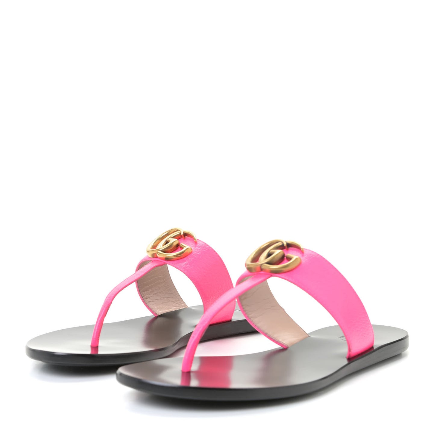 Calfskin GG Marmont Thong Sandals 35.5 Fuxia Fluo