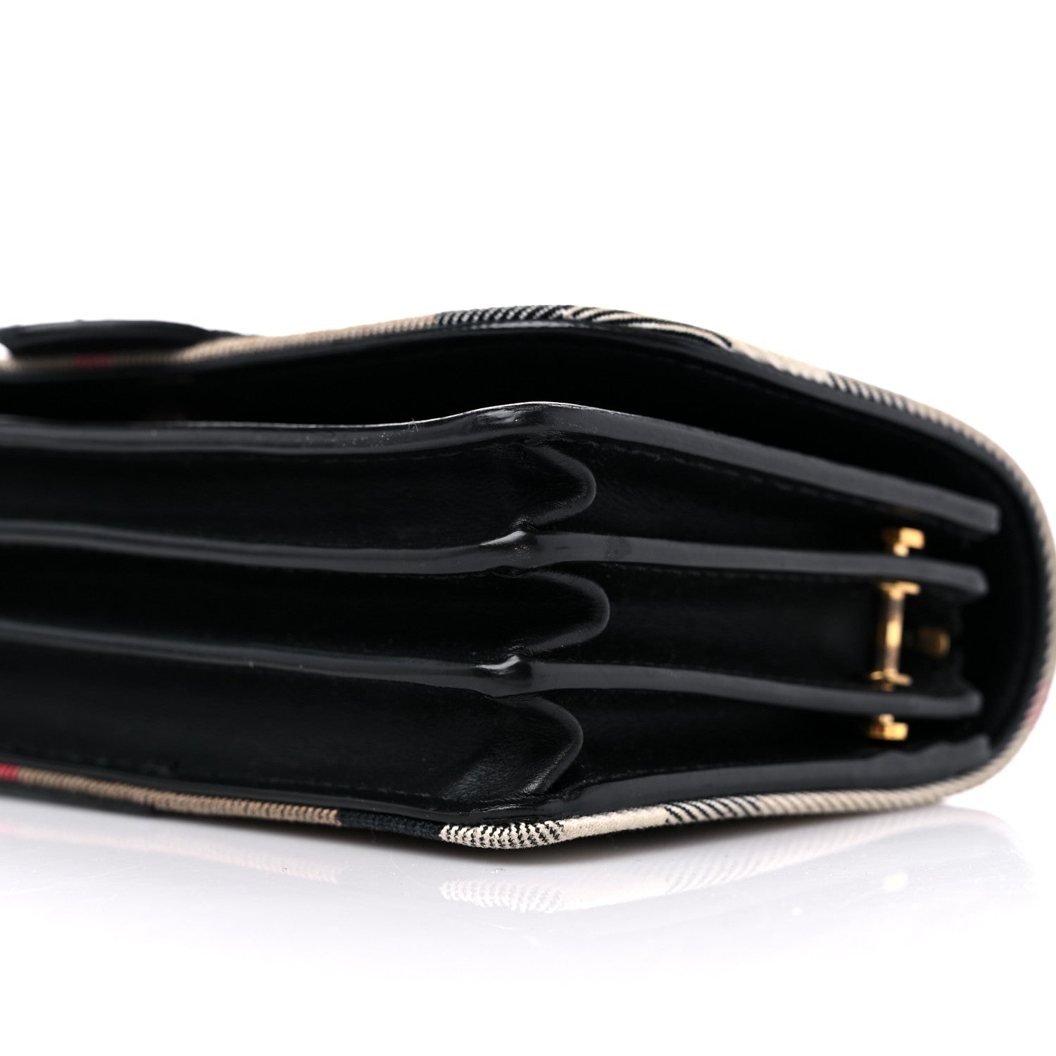 Burberry House Check Bridle Calfskin Small Madison Buckle Bag Black 9 of 13