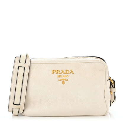 Prada Vitello Daino Medium Double Zip Shoulder Bag White 1 of 14