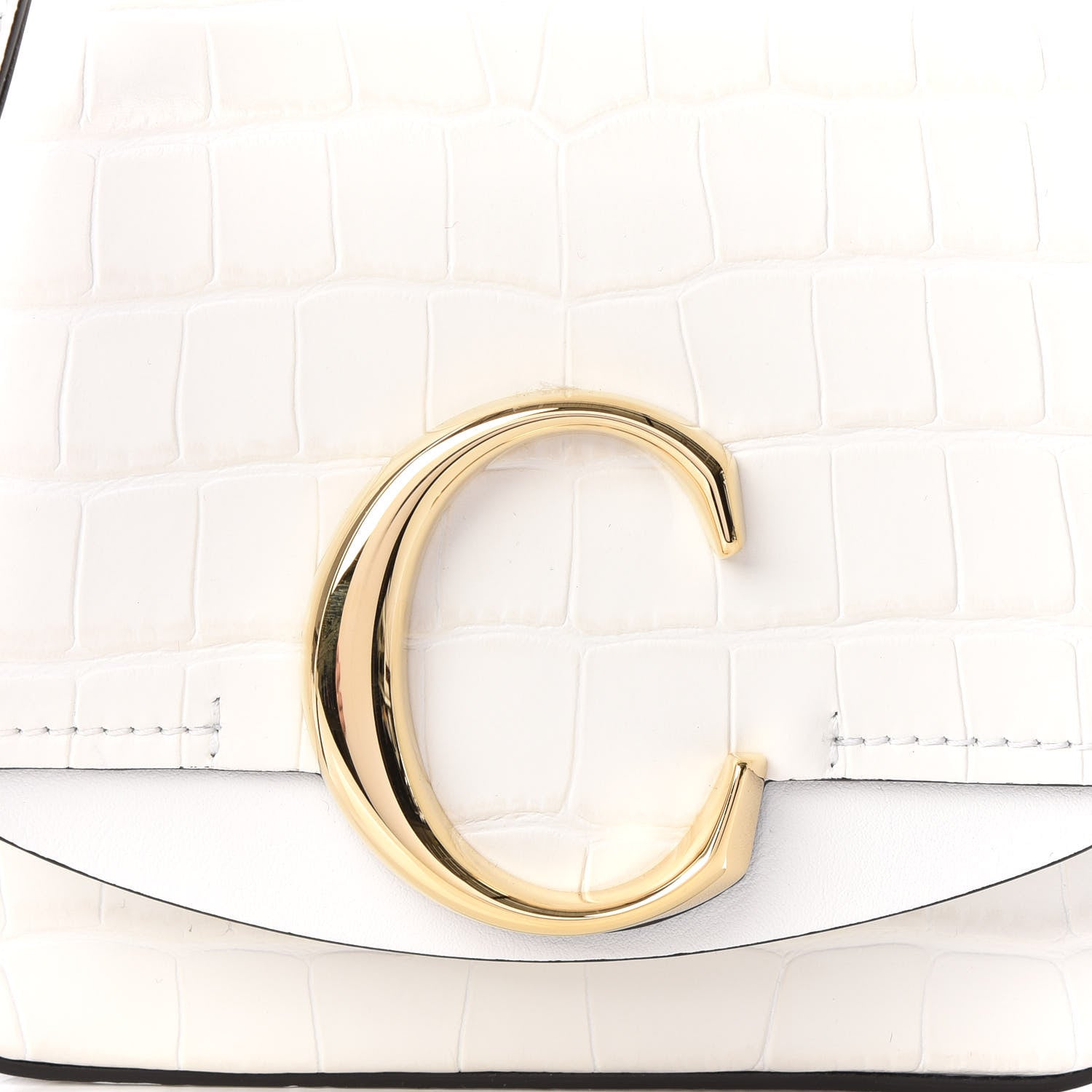 Chloe Calfskin Crocodile Embossed Mini C Double Carry Brilliant White 8 of 8