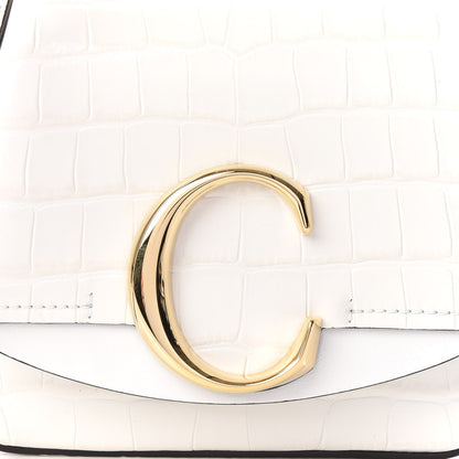 Chloe Calfskin Crocodile Embossed Mini C Double Carry Brilliant White 8 of 8