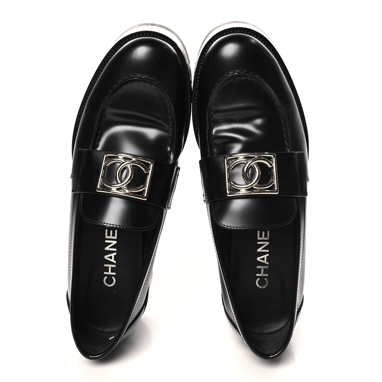 Calfskin Metal CC Loafers 39 Black